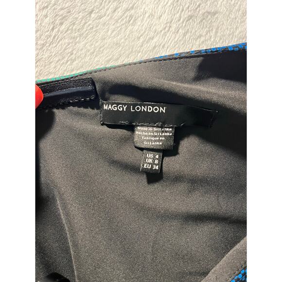 Maggy London One-Shoulder Midi Dress Sz 4 – Striped Colorful Cocktail Dress NWOT - Picture 8 of 10